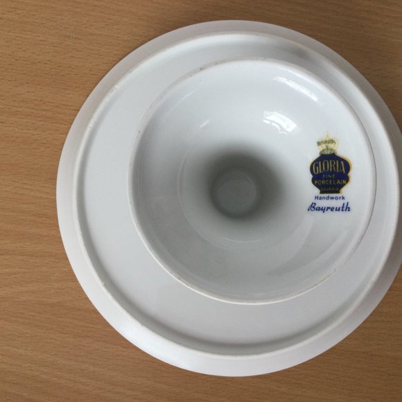 Gloria Fine Porcelain Bavaria Handwork Bayreuth footed candy cake dish pedestal - Picture 5 of 5